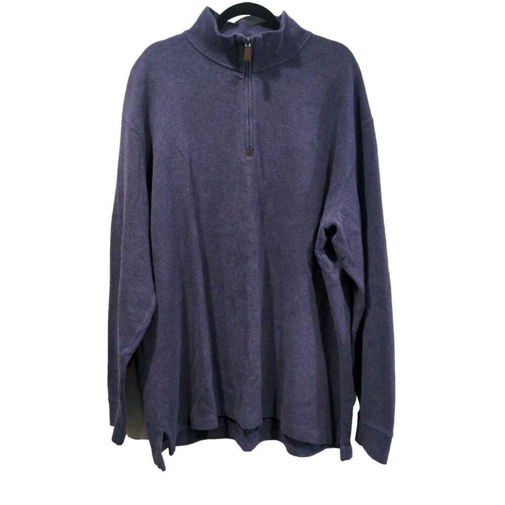 Polo Ralph Lauren Mens 1/4 Zip LS Pullover Sweater Size XL TALL Purple Pony Knit